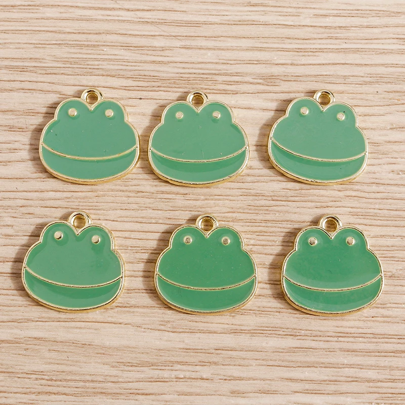 

10pcs 16*15mm Cartoon Enamel Frog Charms for Jewelry Making Alloy Animal Charms for Necklaces Earrings Pendants DIY Accessories