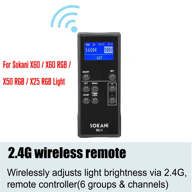 

Wireless Remote Controller 2.4G Wireless Remote for Sokani X60 / X60 RGB / X50 RGB / X25 RGB Light