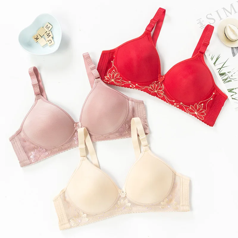 

Plus Size Bras For Women Middle-Aged Wirefree Lingerie Female Three-Breasted Adjusted-Straps Underwear Thin Breathable