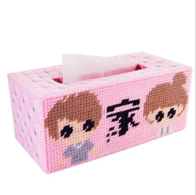 

22x11x9.8cm A couple's wedding present storage tissue box embroidery kit DIY handmade craft set Crocheting knitting needlework