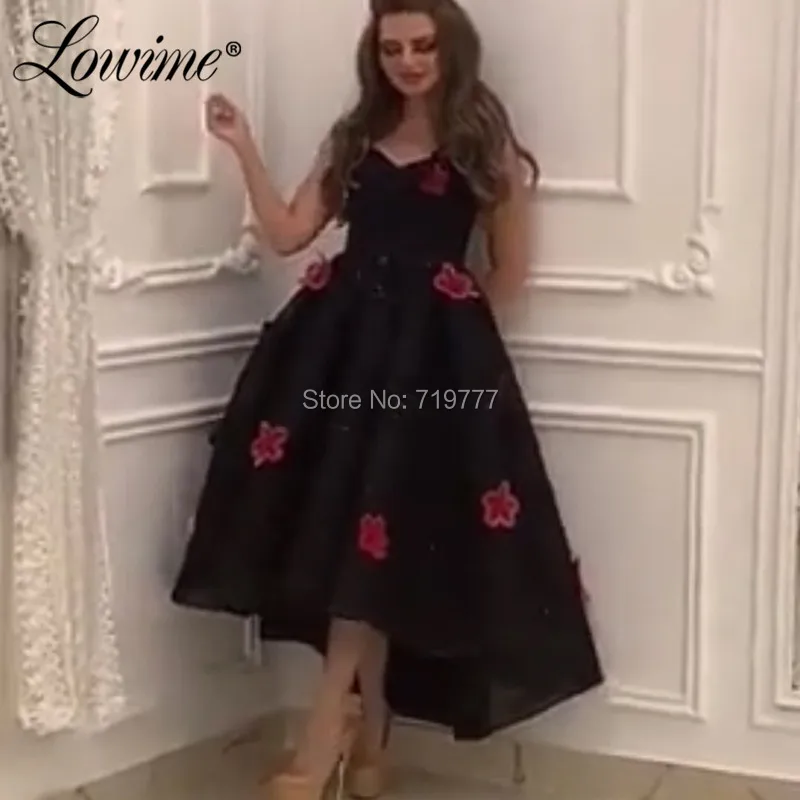 Черные платья для выпускного вечера длиной до колена 2019 Дубай короткое платье