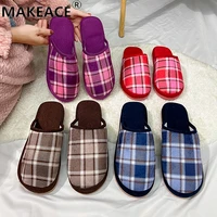ladies home cotton slippers home mens winter warm suede slippers fashion plaid moeller slippers 39 46 large shoes slides women