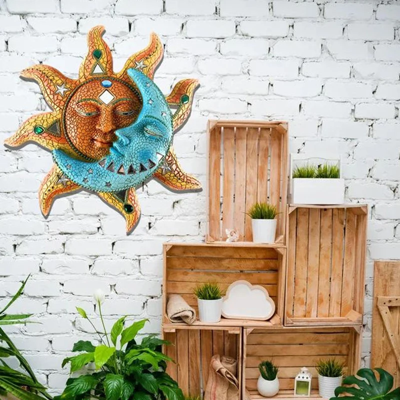 Sun and Moon Art Decoration Metal Crafts Craetive Gifts Wall Hanging Ornament for Home Garden Courtyard S7 | Дом и сад