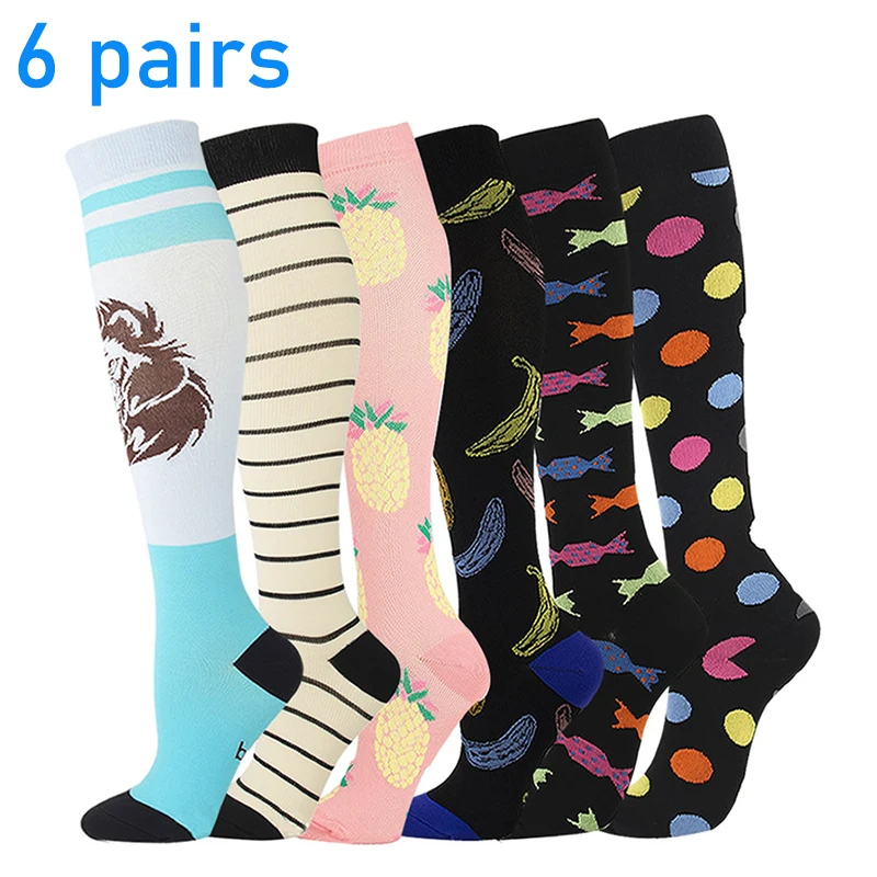 Compression Stockings 6 Pairs Per Set Compress Socks Cycling Sock Basketball Nurse