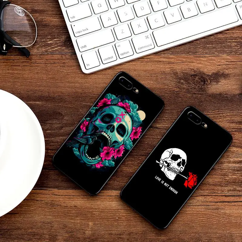Skull Case For iPhone XS Max XR Soft Silicone Cover X 6 6S 7 8 Plus Coque Funda | Мобильные телефоны и аксессуары
