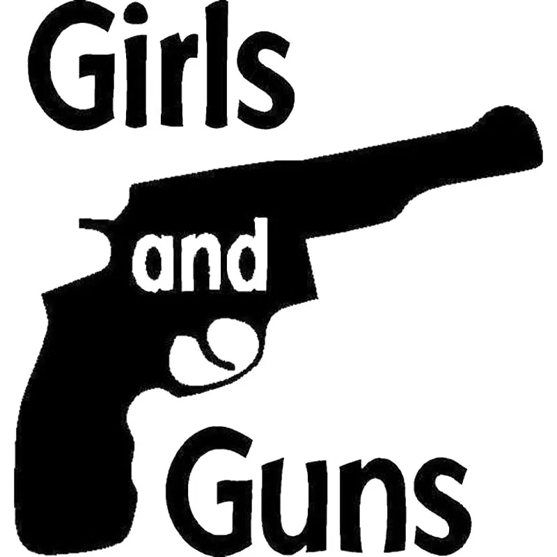 

Girls and Guns with Pistol Vinyl Hot Reflective Car Stickers Decals Styling Window Other Vehicle Car Decorative KK12*12cm