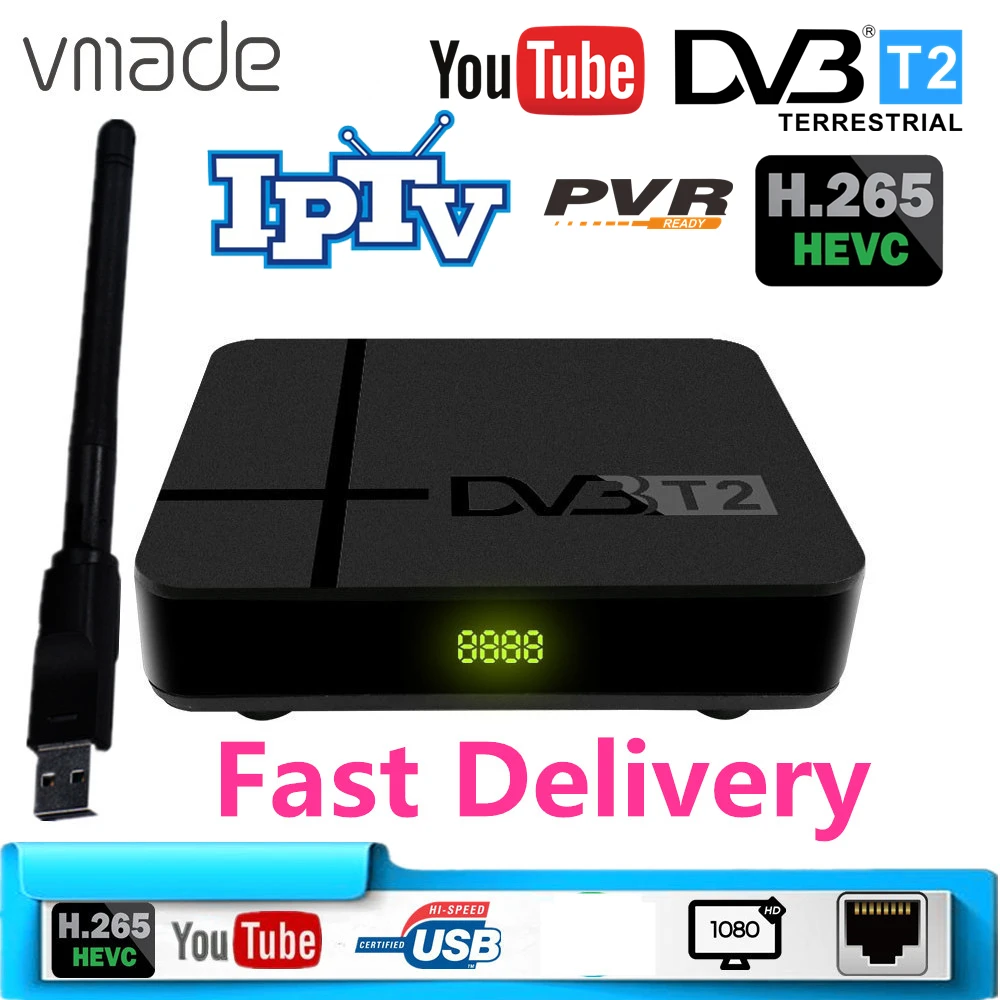 ТВ приставка Vmade K2 MAX DVB T2 цифровой наземный приемник H.265 HD тюнер с поддержкой Youtube
