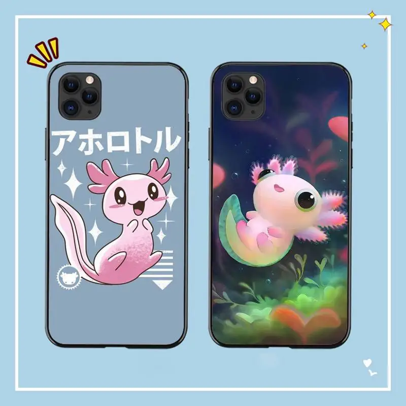 

YNDFCNB Cute Animal Axolotl Phone Case for iPhone 11 12 13 mini pro XS MAX 8 7 6 6S Plus X 5S SE 2020 XR cover