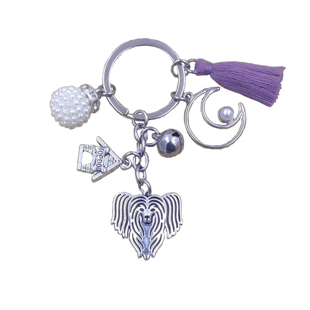 Брелок для ключей с китайским хохлатым животным сплав роскошный кисточками