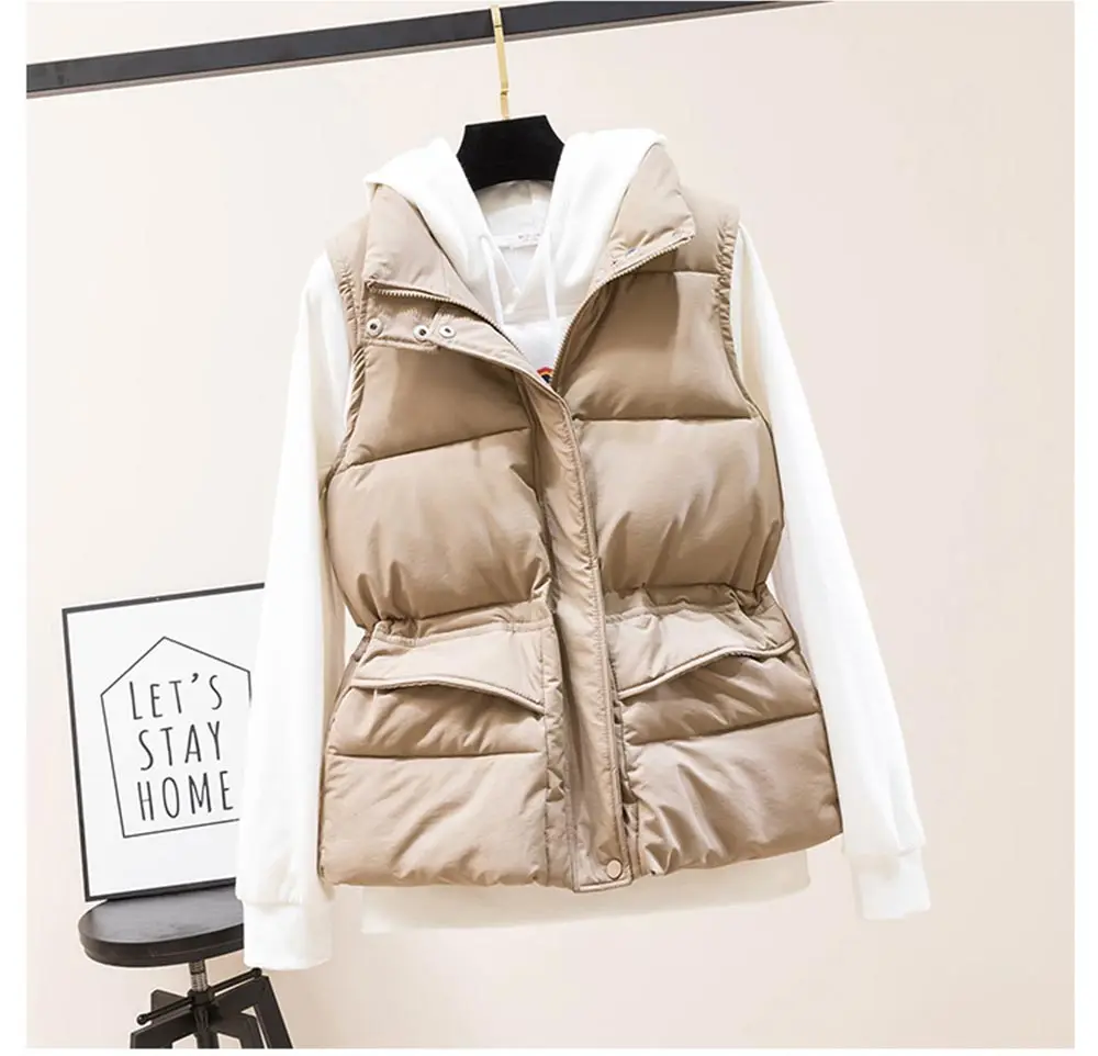 Женская зимняя куртка на молнии короткий Стильный однотонный жилет с хлопковой