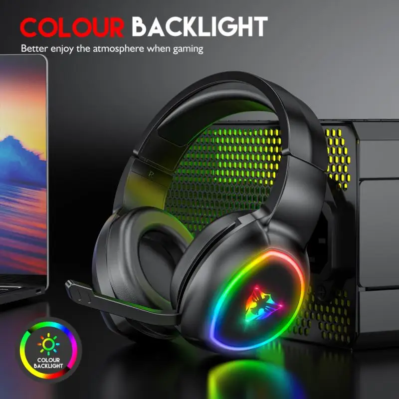 

RGB LED 3.5mm Wired Headphones For PC PS4 PS5 Xbox Over Ear Noise Canceling Gamer headset With Microphone Gaming Earphone