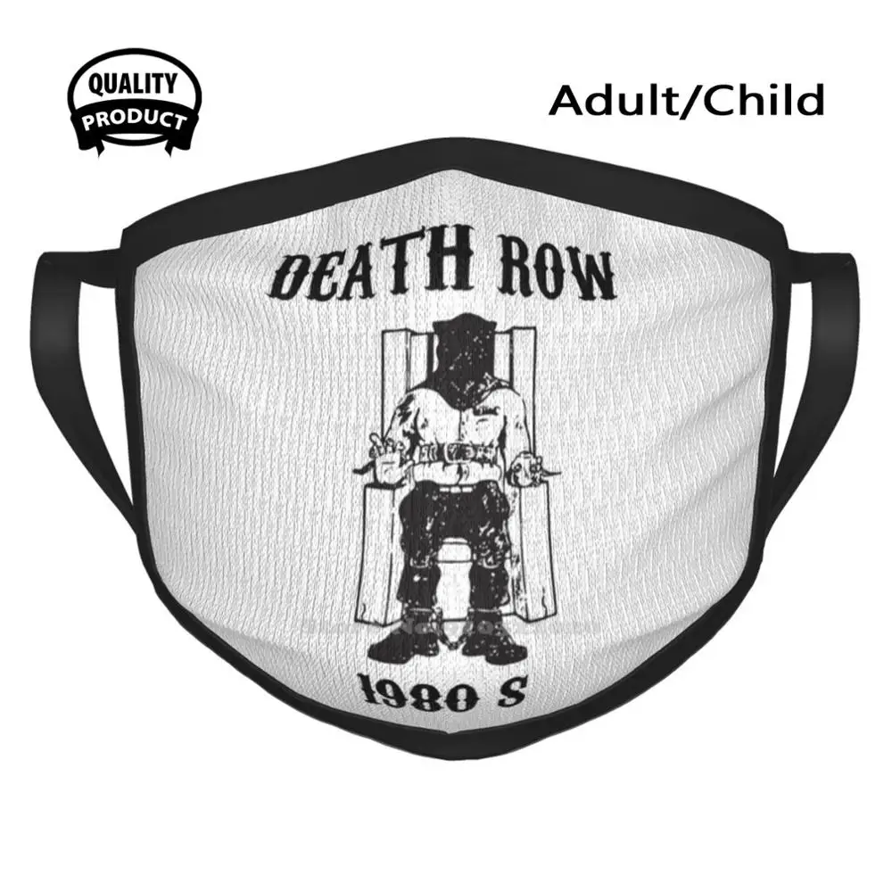 

Death Row 1980S Designer Black Breathable Reusable Mouth Mask Death Row Rap Hip Hop 90S Dr Dre 2Pac California Death Row