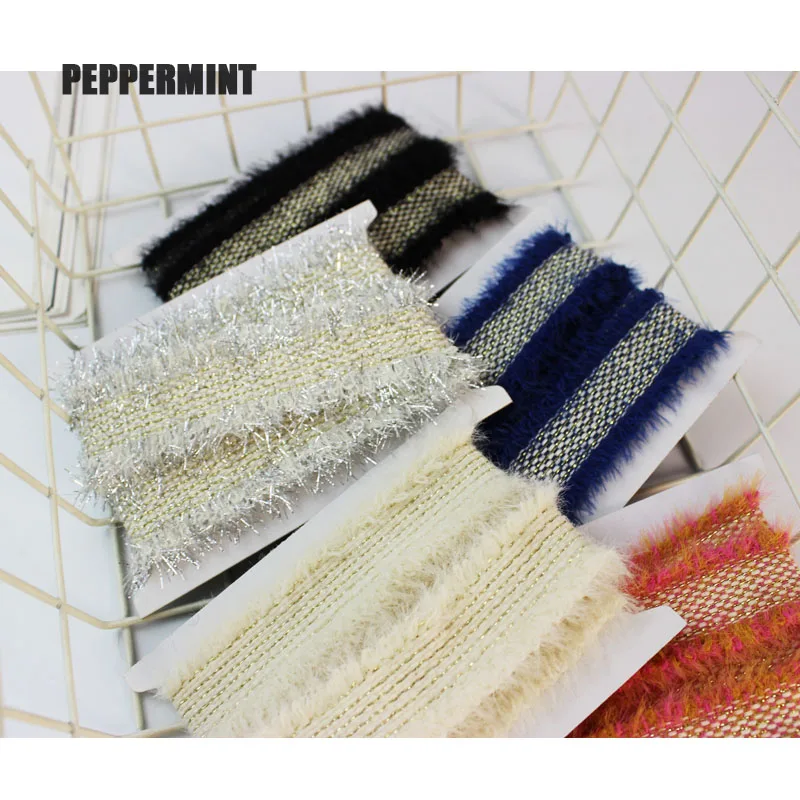 1 ярд 3 см серебряная твидовая тесьма зимняя меховая отделка тканые кружевные