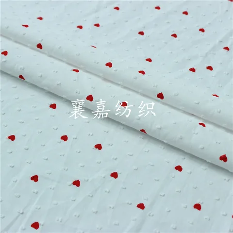 Cotton Dot Heart Printed Fabric Women's Blouse Skirt Sleepwear Material Home Textile Decoration Handmade DIY Cloth 100x150cm