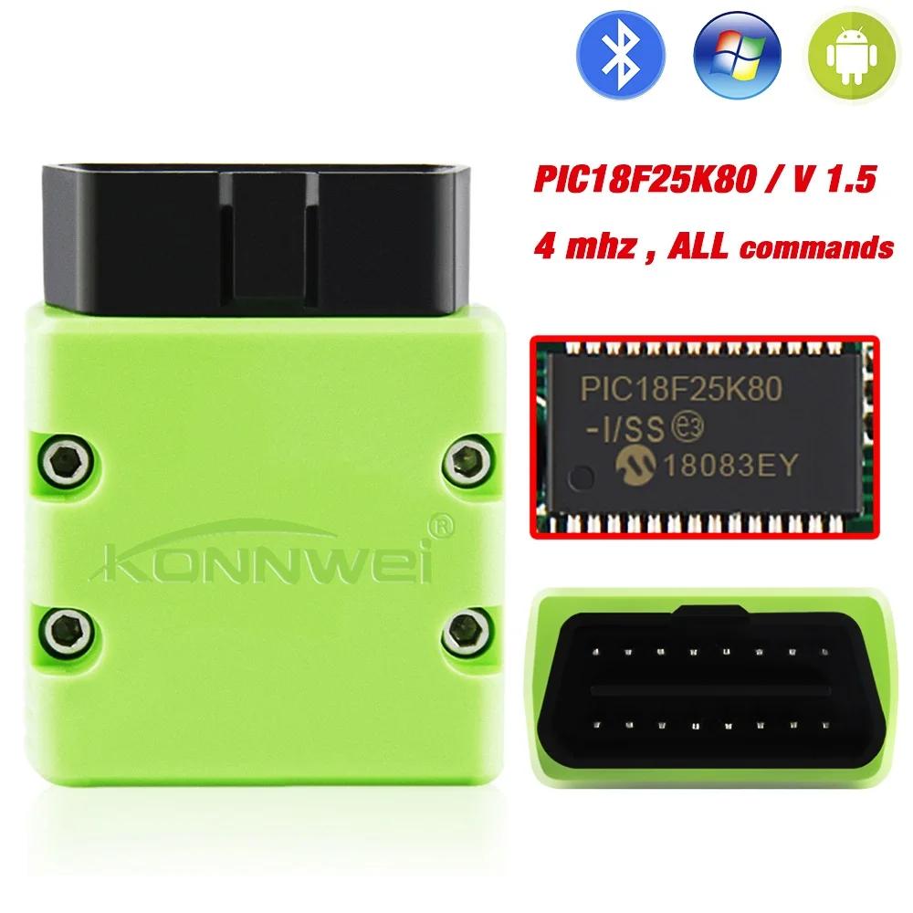 KONNWEI ELM327 V1.5 OBD2 сканер KW902 Bluetooth Автосканер PIC18f25k80 MINI ELM 327 OBDII считыватель кодов для