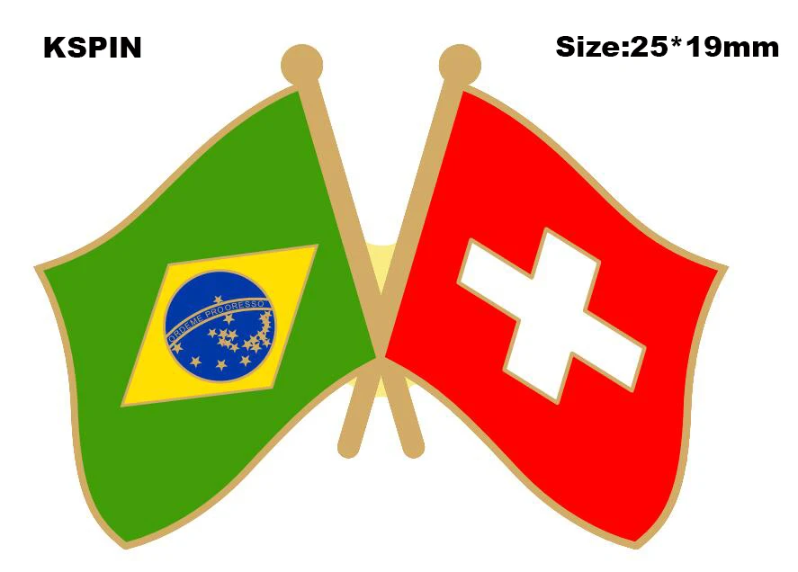 

Бразильский и швейцарский значок с флагом дружбы, значок с флагом дружбы, значок с флагом
