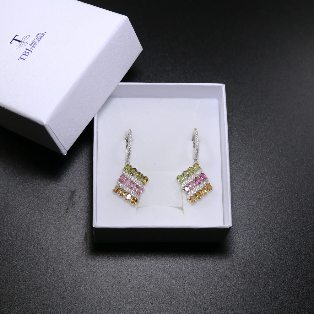 Натуральные маленькие турмалиновые Серьги с драгоценными камнями серебро 925