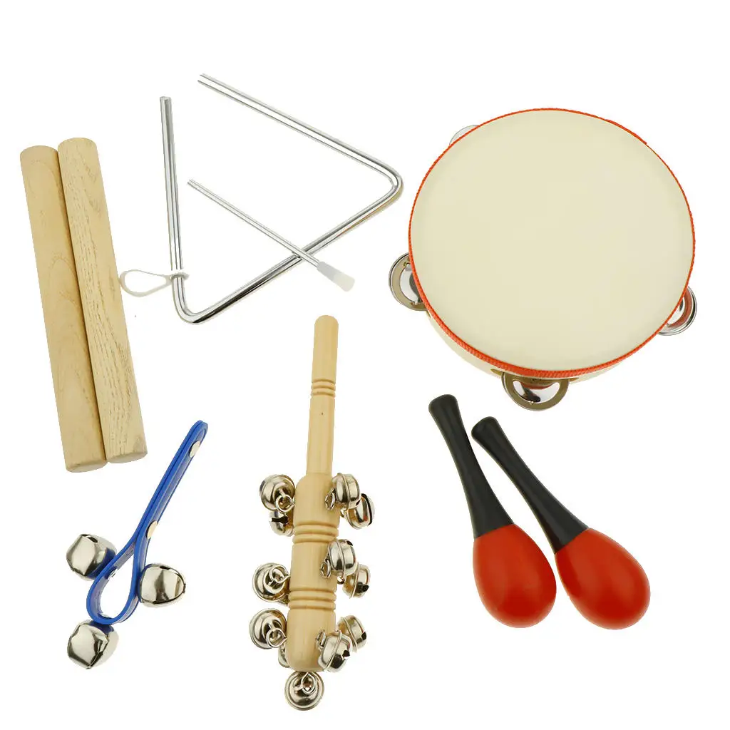 

9pcs Toddler Musical Instrument Toy Set, Tambourine & Maracas & Triangle and More for Kids Children Music Party Toy