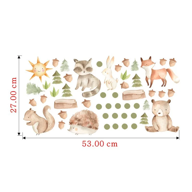 Zollor мультфильм белка лиса стикер на стену детская комната сосновые деревья конус