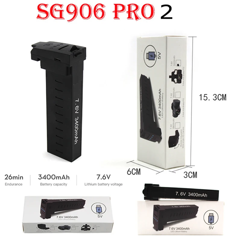 

Original Upgraded High capacity 7.6V 3400mah battery for ZLRC SG906 Pro 2 GPS RC drone Lipo battery accessories Spare Parts