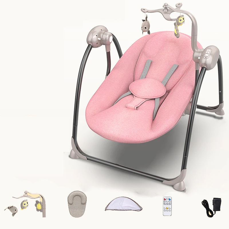 Розовый Детское кресло-качалка IMBABY, электрическая детская колыбель с пультом дистанционного управления, кресло-качалка для новорожденных, кресло-качалка - Цвет: Розовый