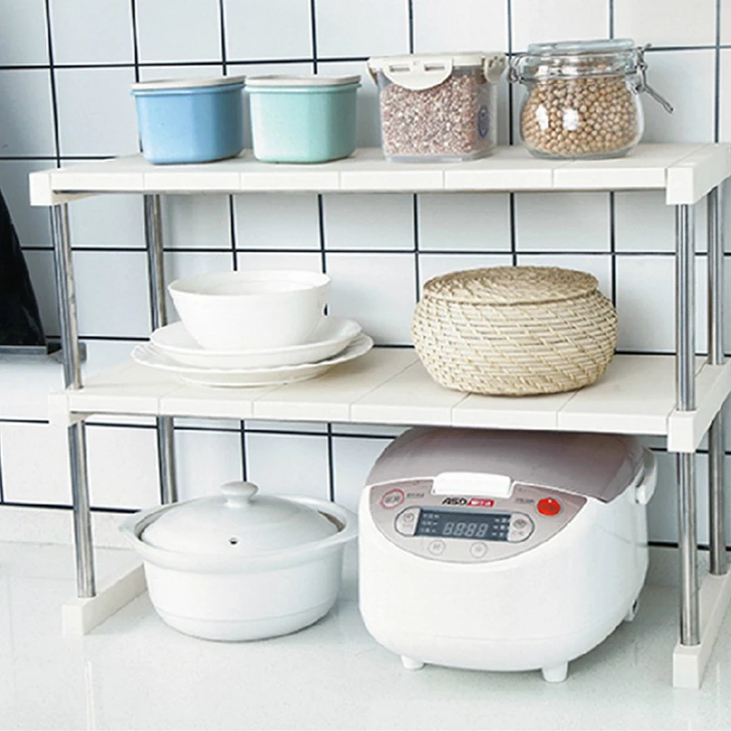 2-Tier/3-Tier Microwave Oven Rack Organizer Kitchen Multifunctional Storage Shelf Bathroom Shoes Book |