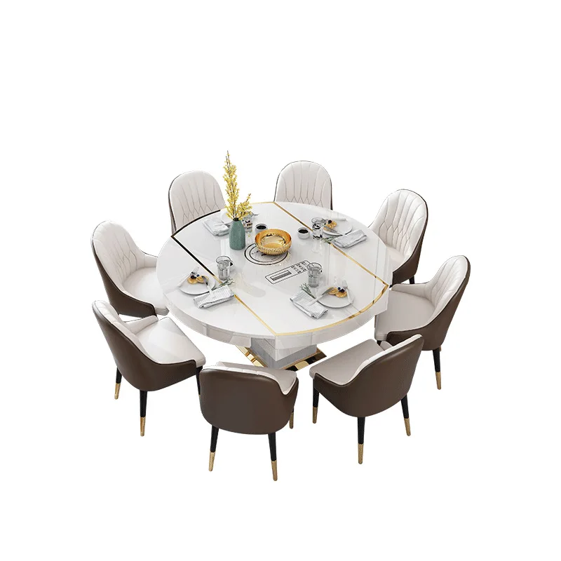 

Modern light luxury retractable folding dining table