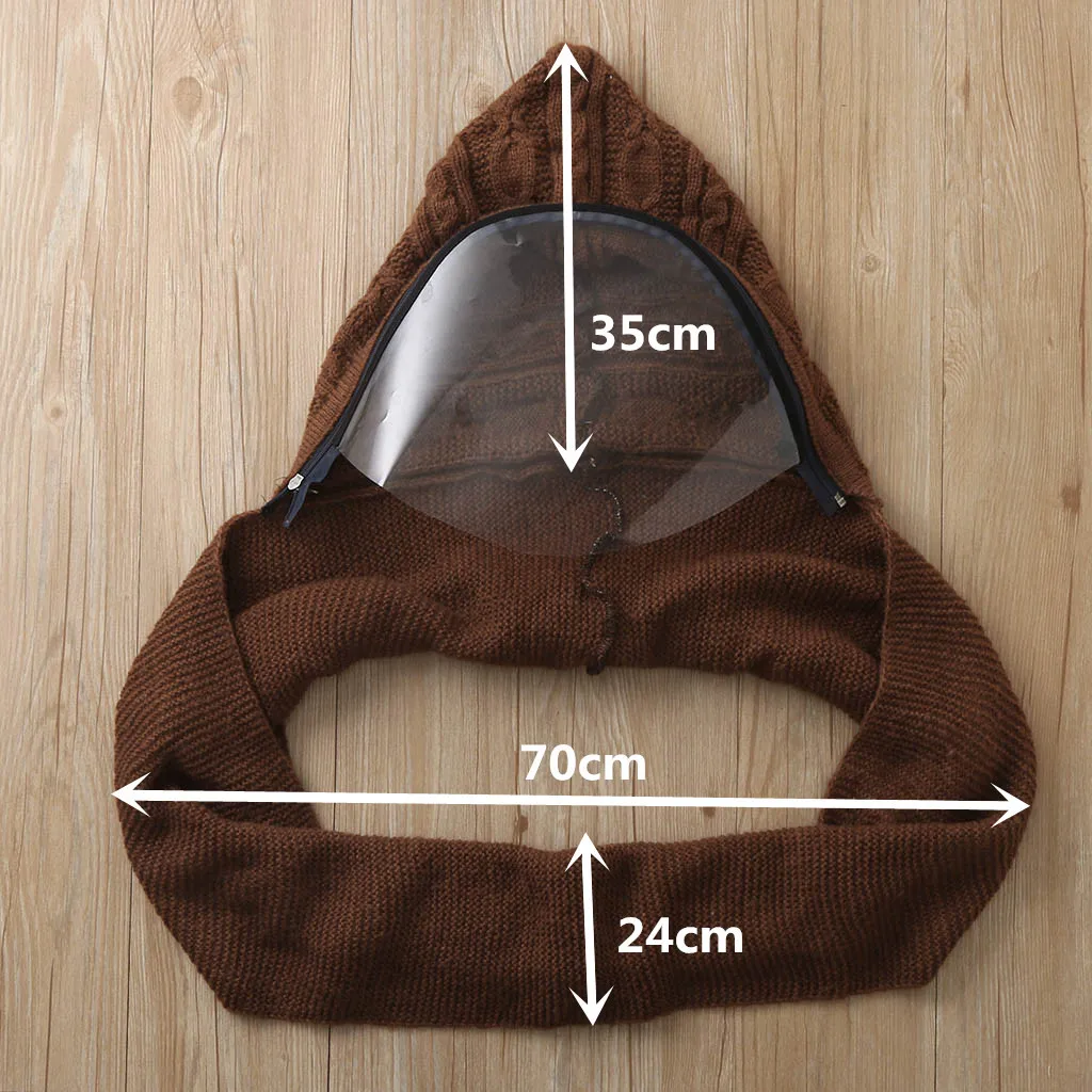 

Winter Fashion Outdoor Full Face Mask Transparent Hooded Hat Scarf Warm Unisex Flexible Knitting Scarf Mask Bufanda Mascarilla 4