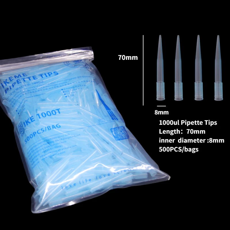 

IKEME 500PCS Lab 1000ul Plastic Pipette Tips Biological Test Disposable Pipette Tip Disposable Laboratory Supplies