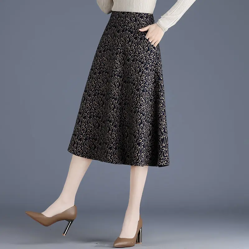 Осень зима 2021 Женская Повседневная Свободная юбка плиссированная А силуэта с