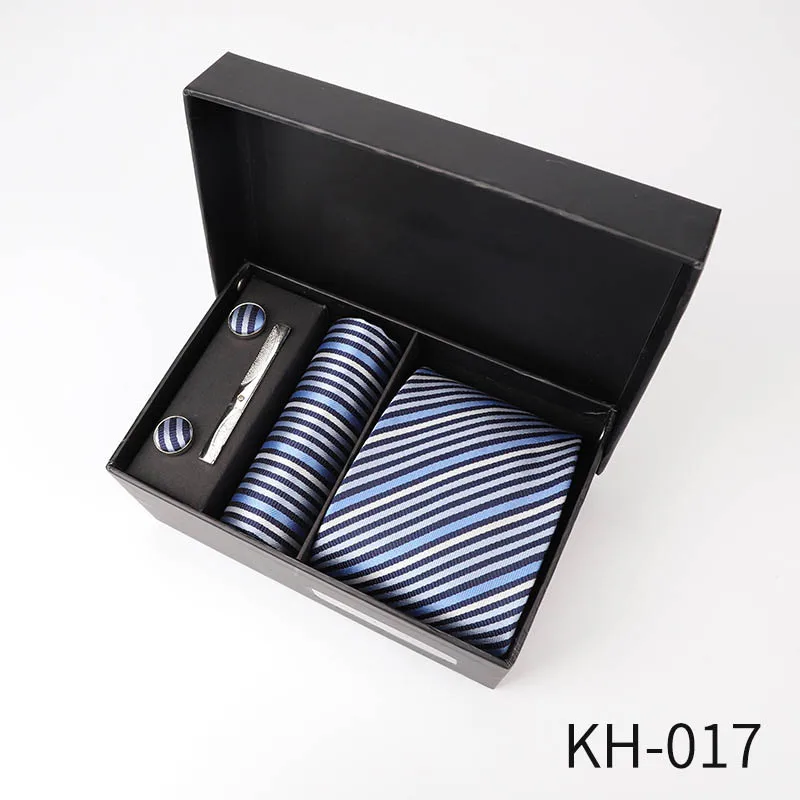 KH 017 6 шт. мужские деловые галстуки Подарочная коробка 8 см Повседневный галстук-бабочка классический Одноцветный жаккардовый полосатый Аксессуары для галстуков свадебный подарок - Цвет: KH 017