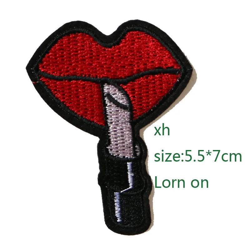 Модная нашивка помада сексуальные губы блестки значок вышитая аппликация