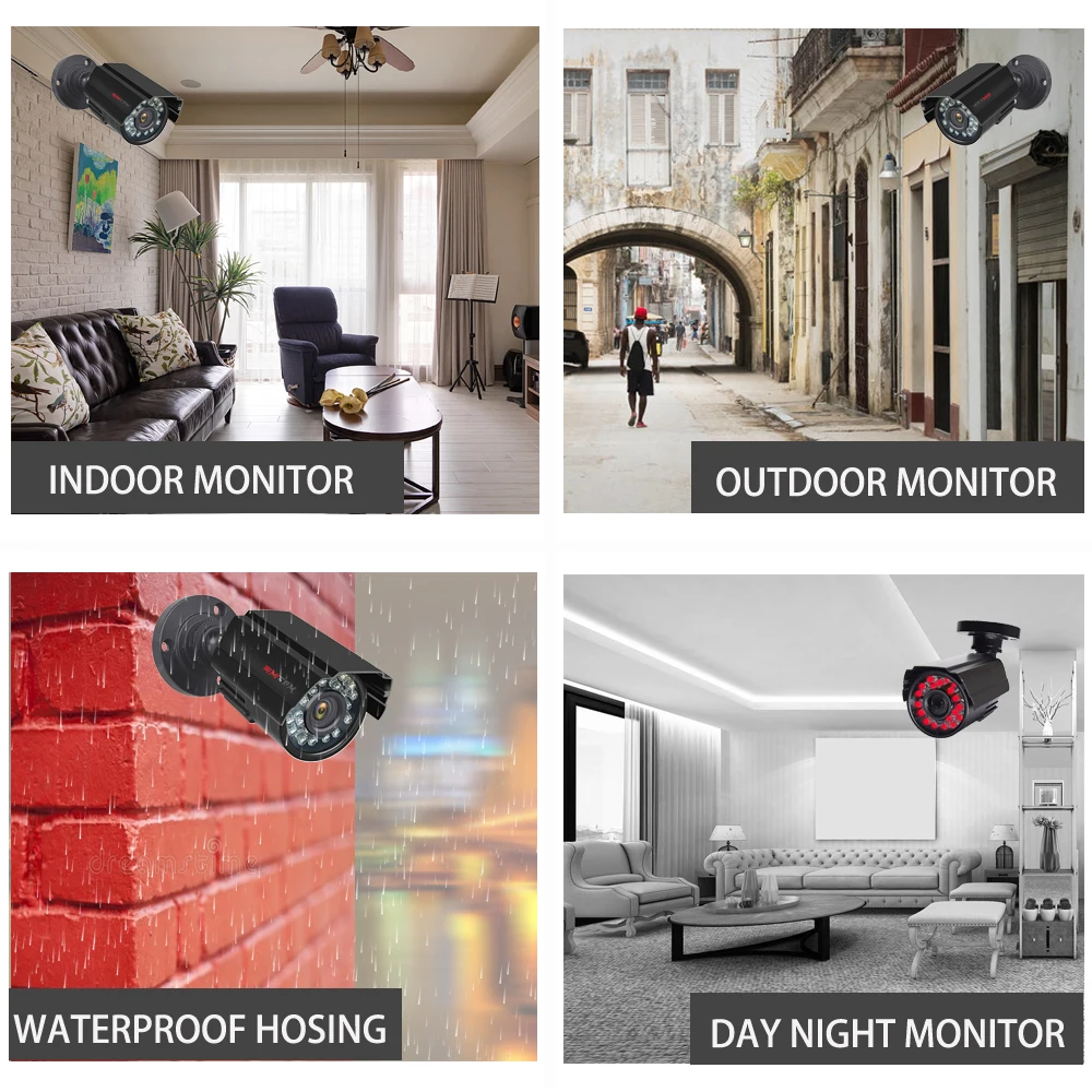 Цена Камера видеонаблюдения, 4 канала, 1080P, AHD, аналоговая, уличная, с функцией ночного видения, удаленный доступ, для дома