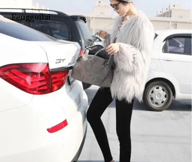 

Women Autumn And Winter Faux Plush Fur Jackets Coats Fashion Ladies Long Sleeve Imitation Fur Outerwear Coat