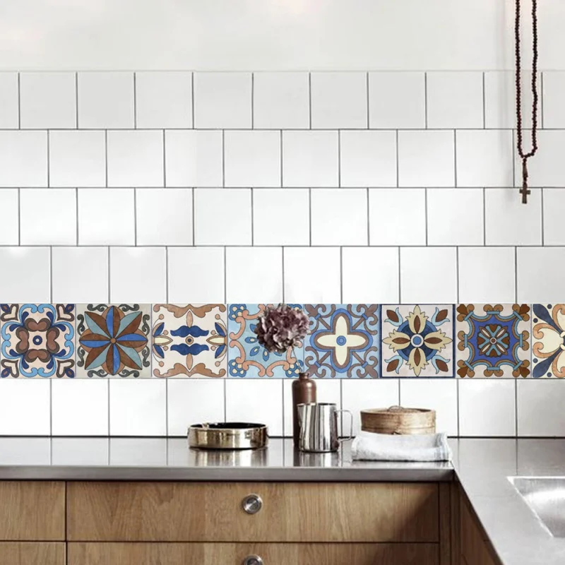 

5m Retro Tile Wall Stickers DIY Kitchen Oil Stickers Heat Resistant Home Furniture Decor Wall Art