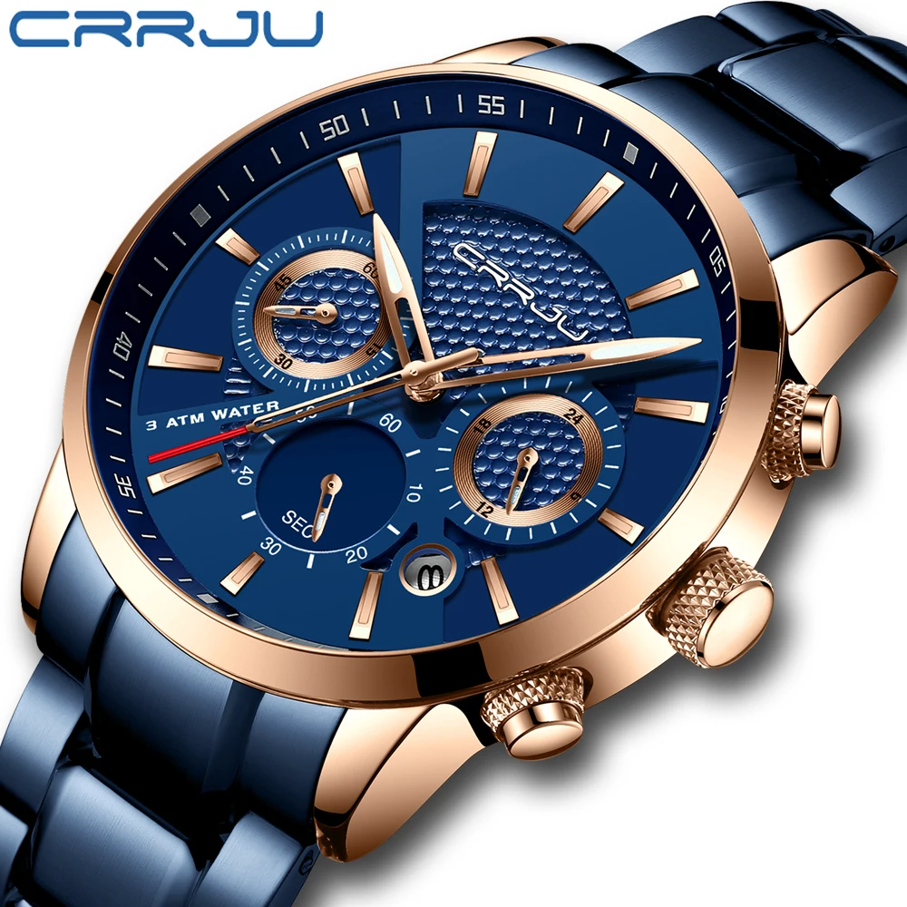 

New CRRJU Sport Chronograph Mens Watches Top Brand Luxury Casual Waterproof Date Quartz Watch Man male Clock Relogio Masculino