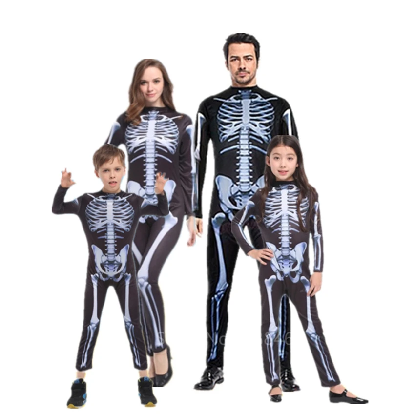 Семейный костюм на Хэллоуин страшный демон Череп фотокомбинезон для детей