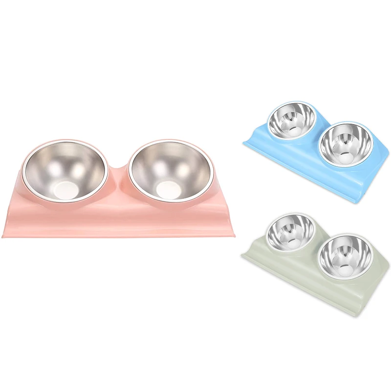 

Миски для собак и кошек, двойные приподнятые миски для домашних животных, миски для кошек с противоскользящей полимерной стойкой, миски для ...