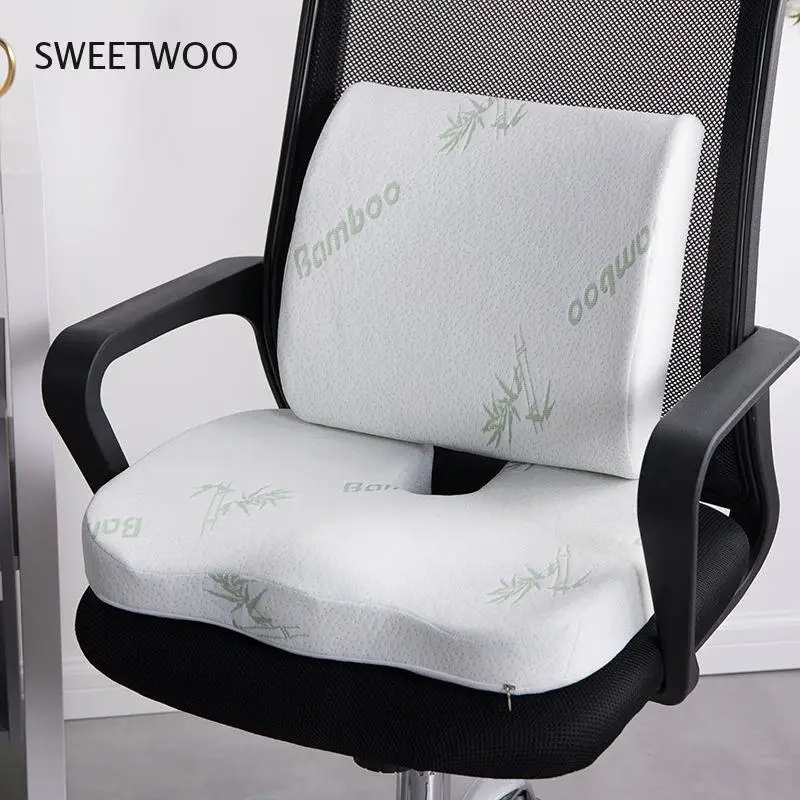 

Orthopedic Hemorrhoid Seat Cushion Memory Foam Car Pillow Set Slow Rebound Office Chair Sofa Waist Support Coccyx Pain Relief