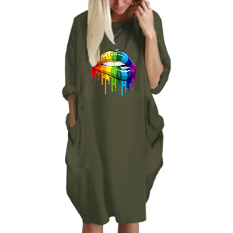 

Women Summer Dress Casual Loose Plus Size Pocket Printed Dress Sleeveless O Neck Women's Dresses