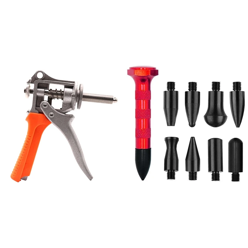 

Auto Paintless Dent Repair Kit Flat Hole Pliers Caliper Repair Dent Tap Down Pen with 9 Heads Dent Fix Body Refrigerator