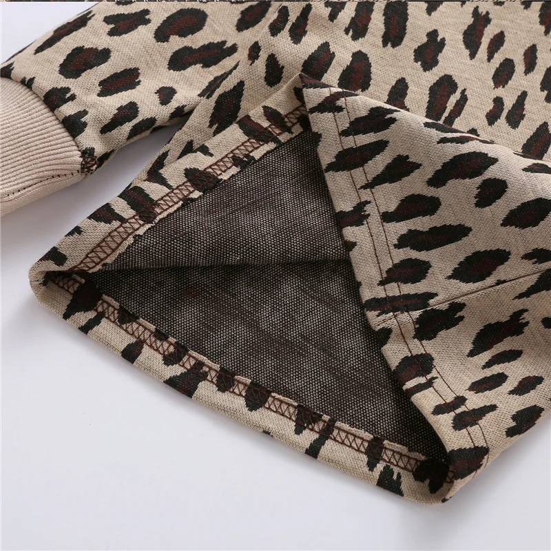 

1-5Y Kid Baby Boy Girl Leopard Printed Long Sleeve Pullover Top Upper Outer Clothes Crew Neck Sweater Unisex Children