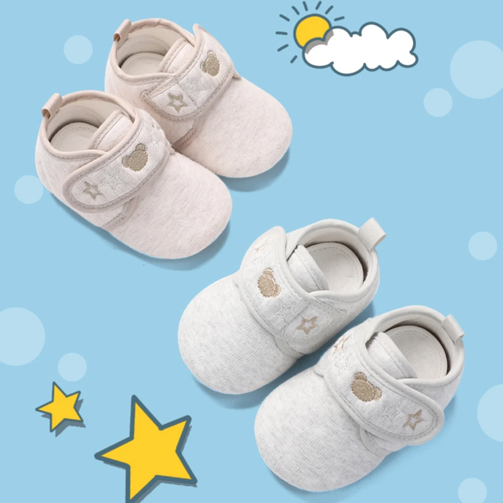 

Baywell Spring Newborn Baby Boys Girls Crib Casual Shoes Toddler Soft Anti-slip Prewalker Cozy Cartoon Bear First Walker 0-18M