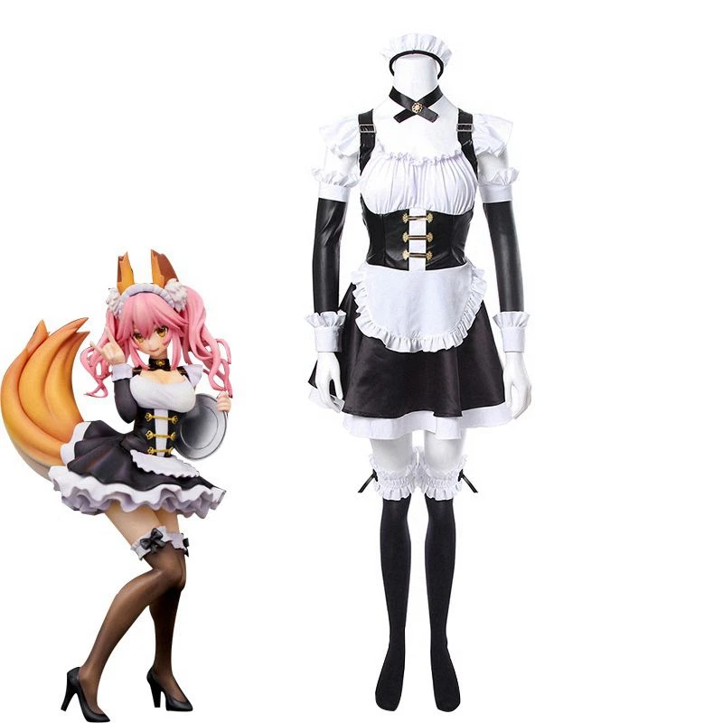

New Fate Grand Order Cosplay Costume Tamamo No Mae Cosplay Costume Maid Dress Fate/EXTRA FGO Holloween Party Full Sets