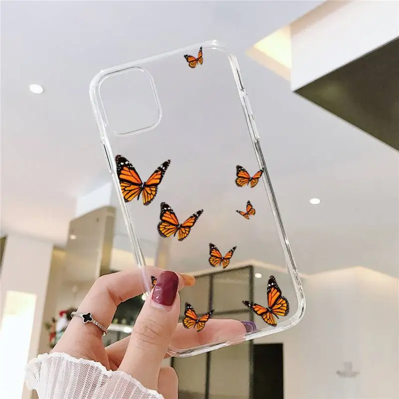 

Fly Butterfly beautiful art Phone Case Transparent soft For iphone 5 5s 5c se 6 6s 7 8 11 12 plus mini x xs xr pro max