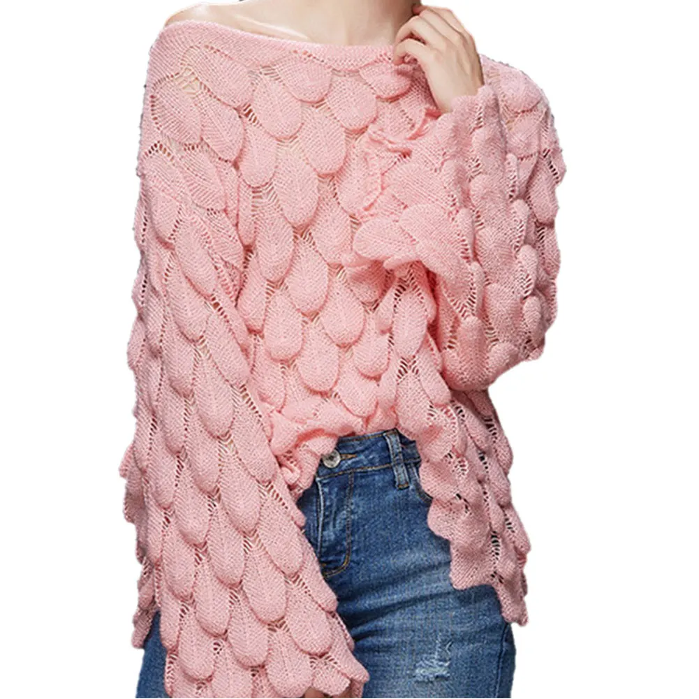 Женский свободный пуловер с открытыми плечами свитер Теплые Топы блуза длинным