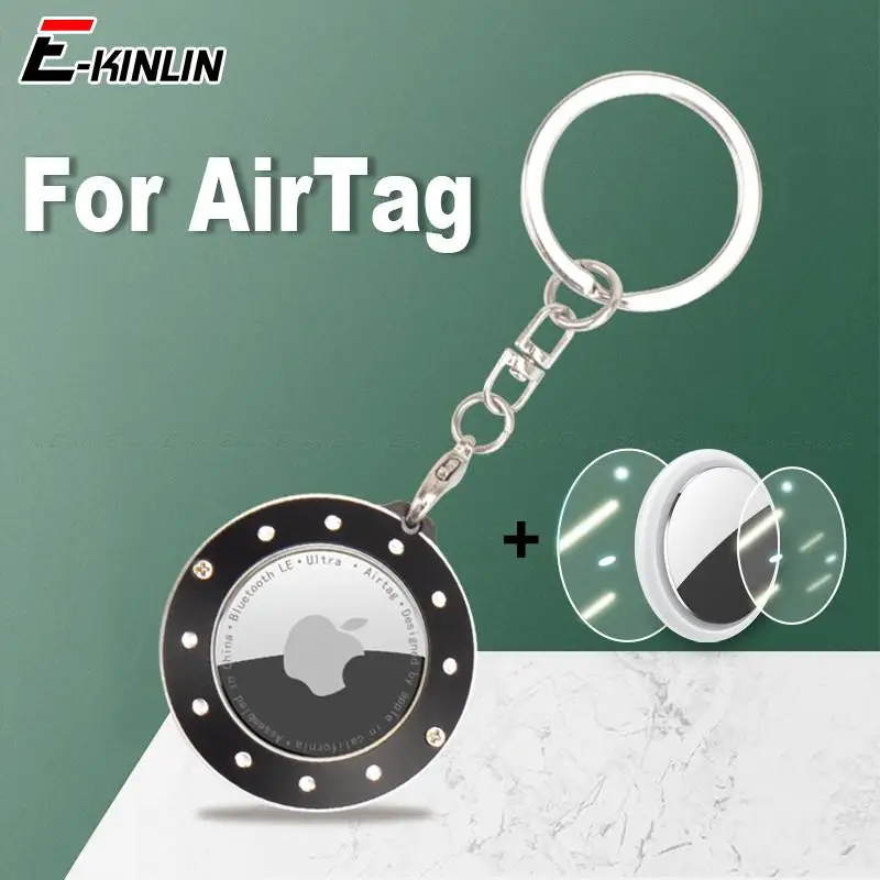 

Для Apple Airtag Алюминиевый металлический ударопрочный чехол-локатор трекер защита от потери брелок с гидрогелевой защитной пленкой