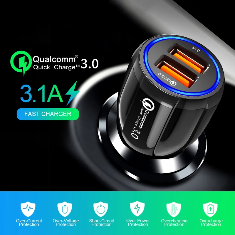 Автомобильное зарядное устройство 3.1A с двумя USB портами 3 0 быстрая зарядка для opel
