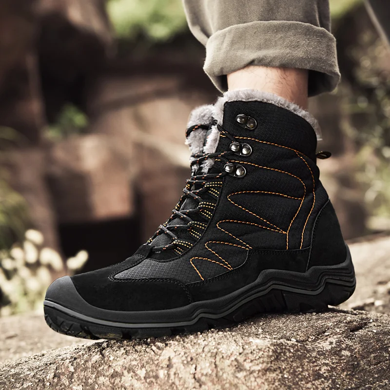 UEXIA очень теплые мужские ботинки на платформе зимние для мужчин толстая плюшевая