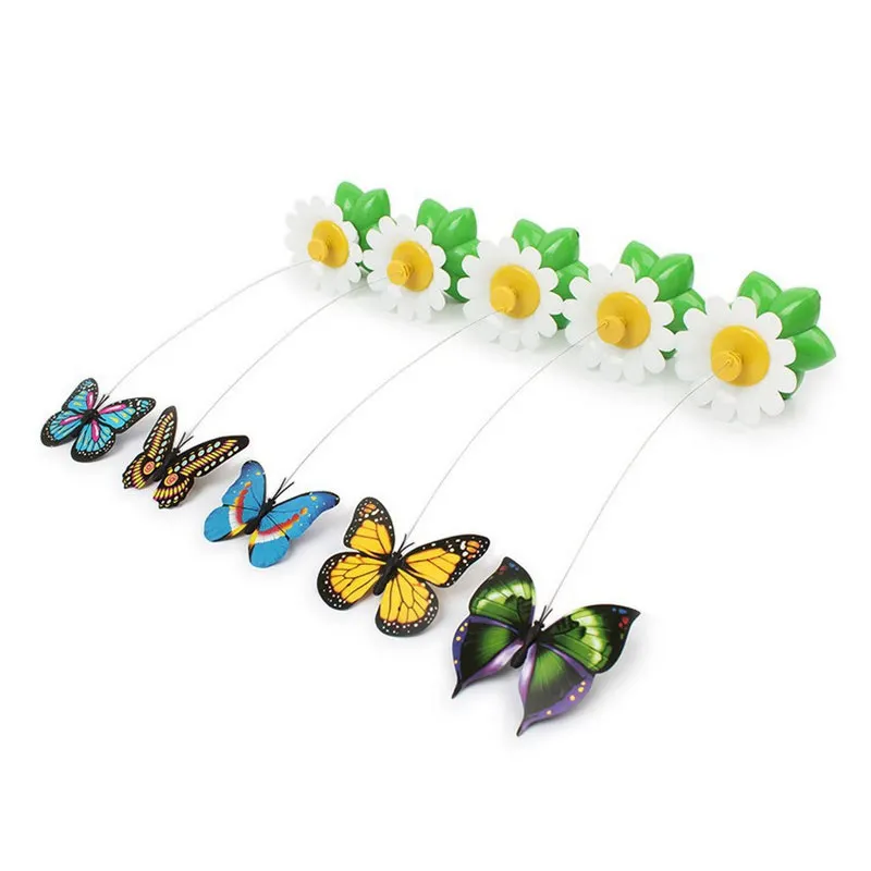 Электрическая вращающаяся игрушка для кошек красочная птица-бабочка забавное